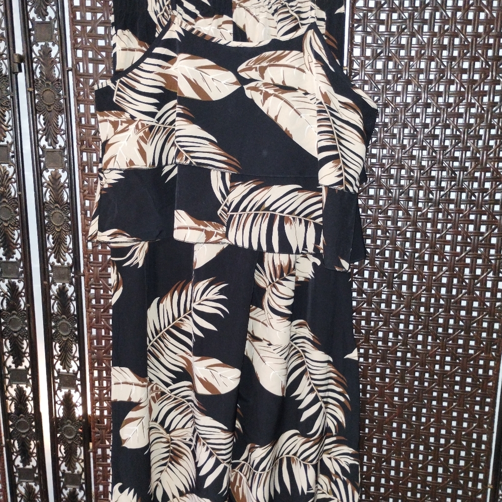 Shein Large 2 Piece Top & Pants Black Tan Beige Cruise Ware Beach